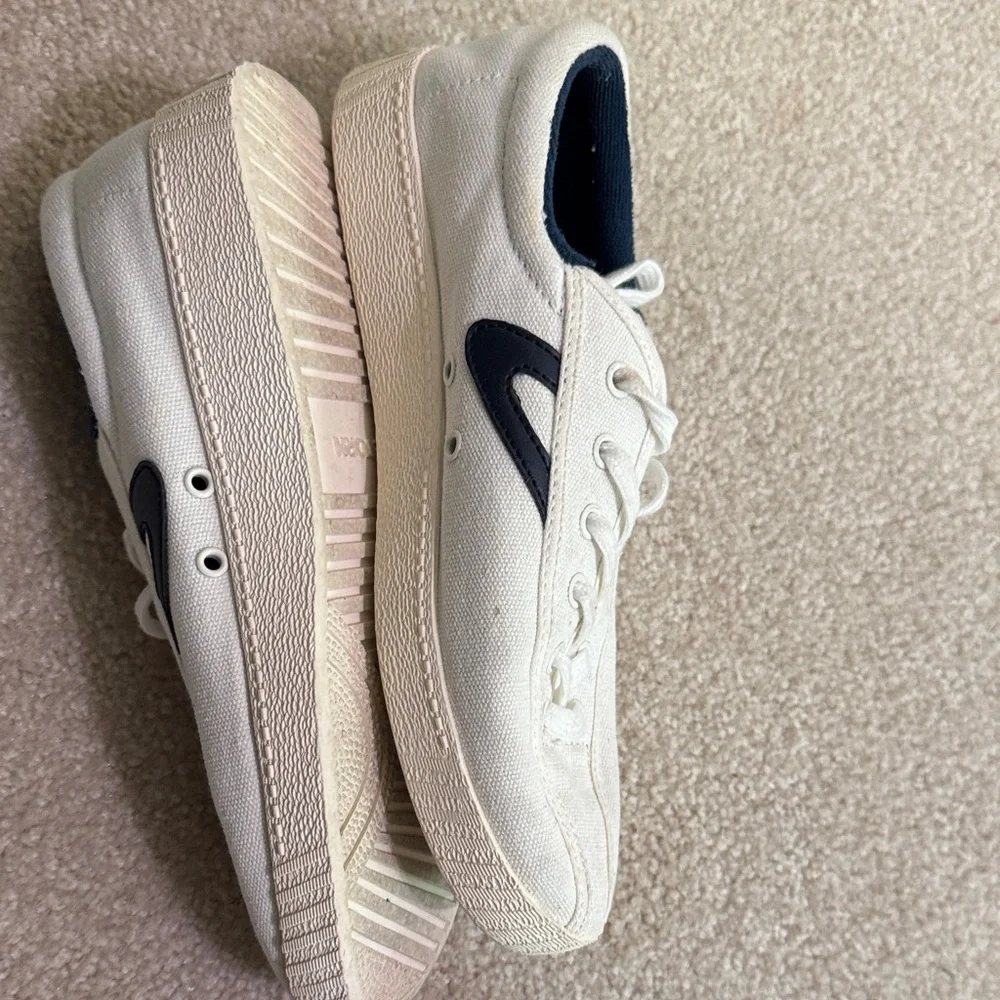 Tretorn White Canvas Sneakers with Black Accents - Picture 3 of 4